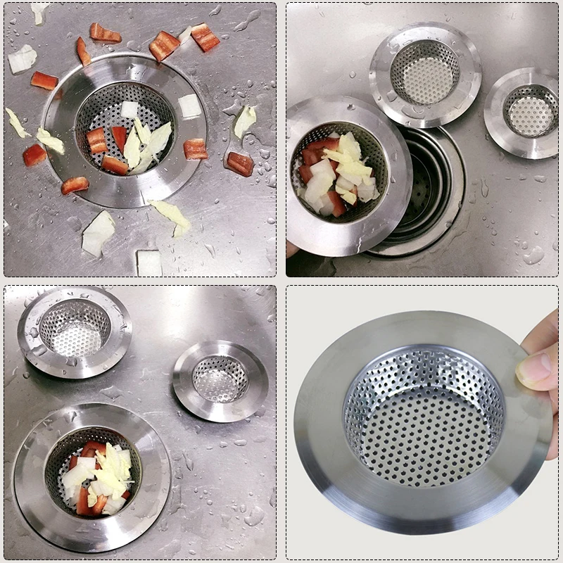 

1 pcs Portable Stainless Steel Sink Strainer Waste Plug Sink Filter Waste Collector Floor Drain Kitchen Bathroom Accessories