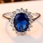 Классические кольца с синим и красным цирконом, кольца принцессы Дианы Вильяма Кейт для женщин, кольца с овальным камнем, Свадебные обручальные модные ювелирные изделия