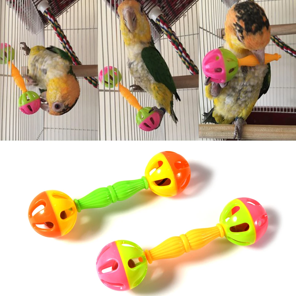 

1/2PCS Parrot Toy Creative Rattle Bite Resistant Bird Bite Toy Double-head Bell Ball Toy Parrot Training Toy Pet Toys