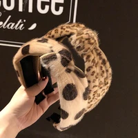 women female retro knitting headband bodot leopard print hairband head hoop simple wide knot hair hoop bezel hair accessories