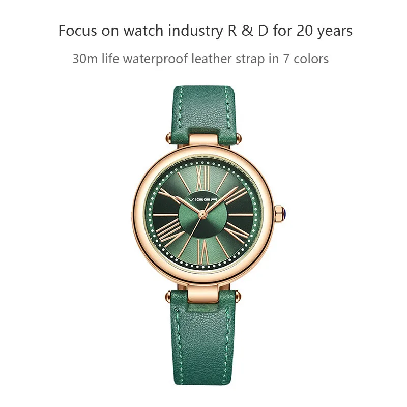 

2021 new fast live broadcast fashion student watch female quartz lady watch small green table leather wrist women