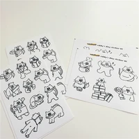 cartoon cat simple line drawing cute stickers kawaii sketch paster mobile phone stationery diy decorative sticker waterproof