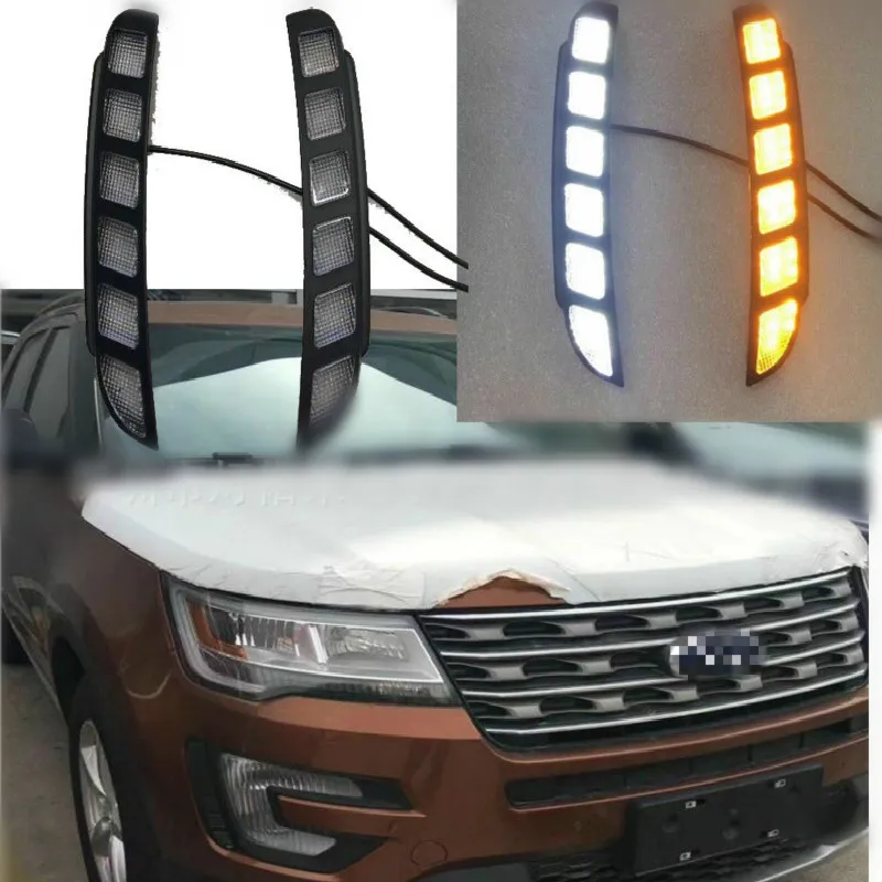 Автомобильные светодиодные дневные ходовые огни для Ford Explorer 2016 2017 2018 поворотные