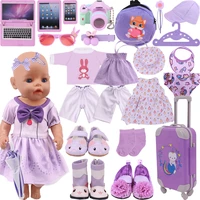 18 inch american doll clothes purple sling unicorn skirtsdressbunny shoesaccessories fit 43cm new born babydoll for girltoy