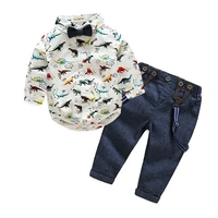 top and top toddler baby boy clothes cartoon dinosaur print long sleeve denim pants casual costume suit infant outfits set