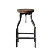 wood metal round industrial vintage retro bar stool high chair