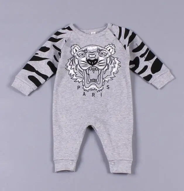 Gray tiger Г. Осенние детские комбинезоны с длинными рукавами и шапками, 2 шт., одежда для маленьких девочек комплекты одежды для новорожденных с рисунками животных Микки и Минни - Цвет: Gray tiger