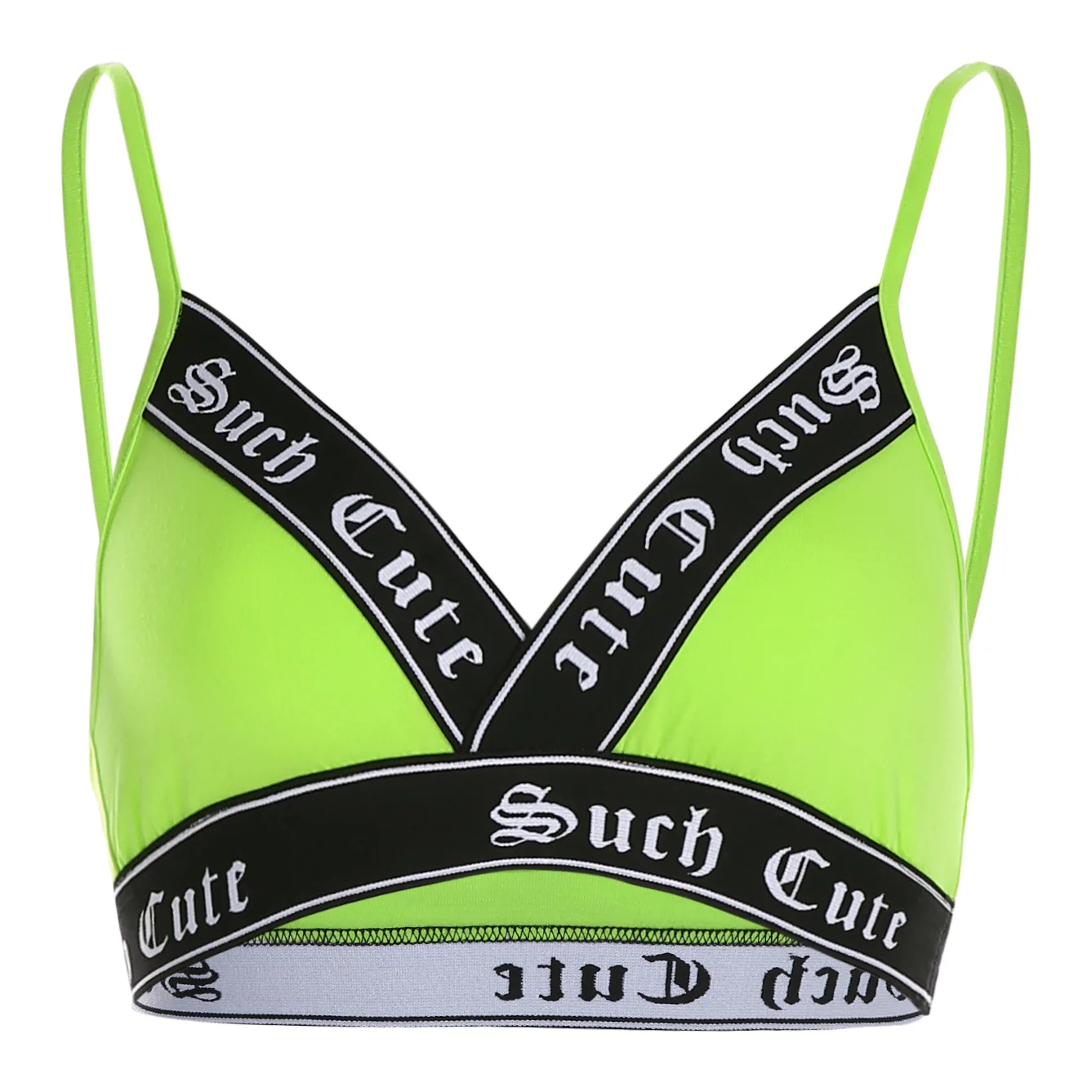 Зеленый Patchwork Sexy V-neck crop Top Women neon color Letter Ribbon Backless Elastic Waist tank Top Streetwear Sleeveless Fitness Tops - Цвет: Зеленый