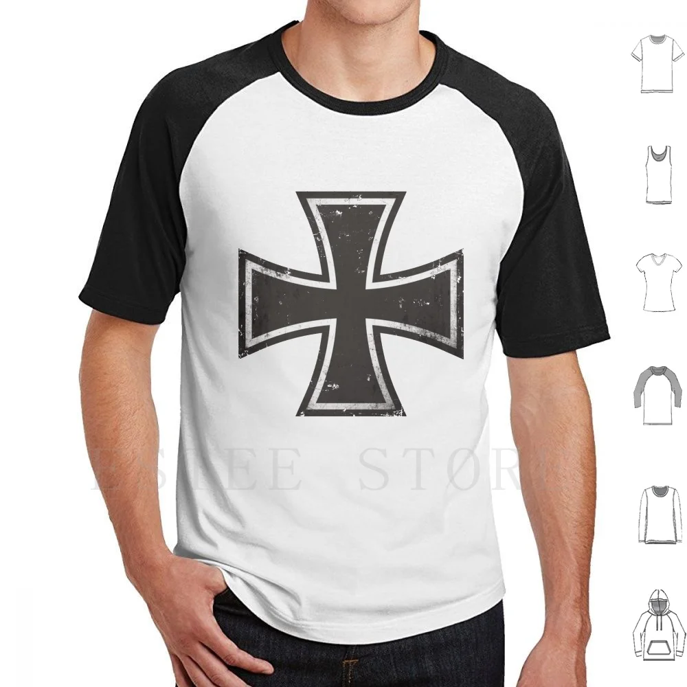 Немецкая футболка с железным крестом Хлопковая мужская принтом сделай сам