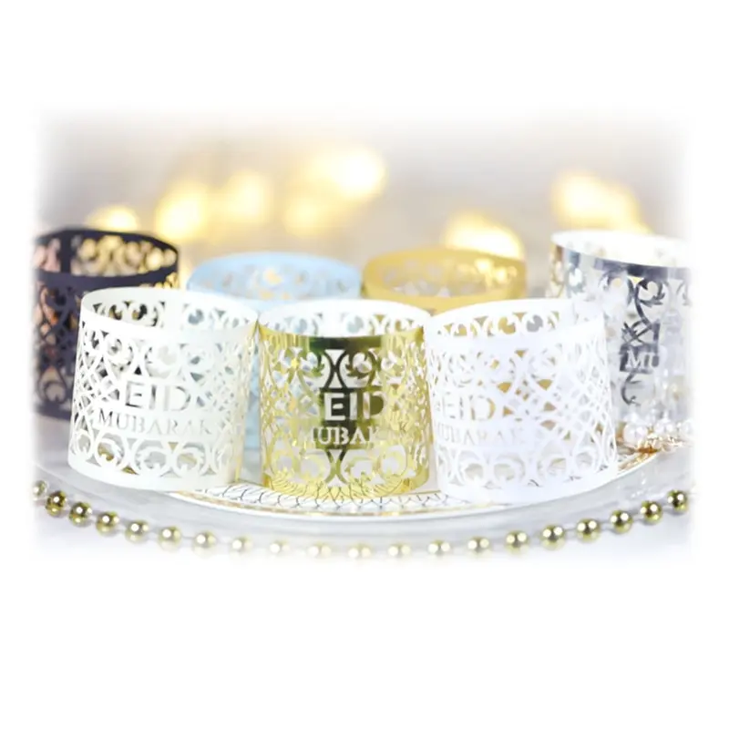 

20/30/50pc Eid Mubarak paper Napkin Ring ramadan decorations for home Napkin Holder Table Decor EID Muslim Ramadan Kareem Decor