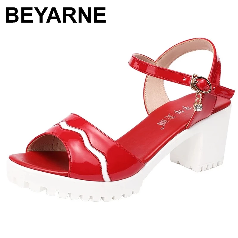 

BEYARNEPlus Size 32-43Block Heel Sandals Women Shoes2021Summer High Heels Sandals Ladies Platform Sandals OL Office Sandal Shoes