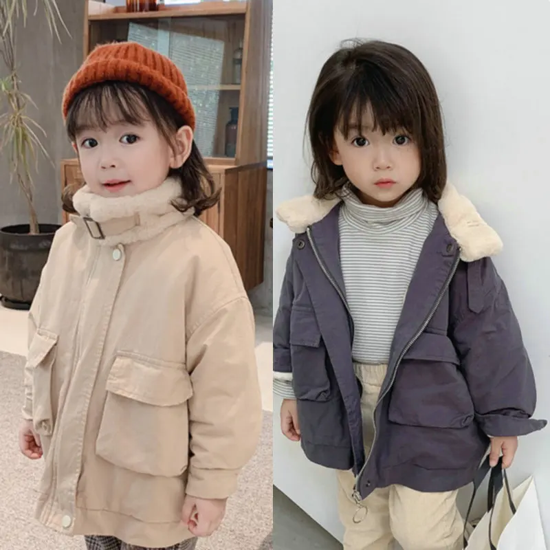 

Children's Outerwear Winter Kids Girl High-neck Casual Jackets Sweet Girls Simple Coats 2-6 Years Fashion Clothes
