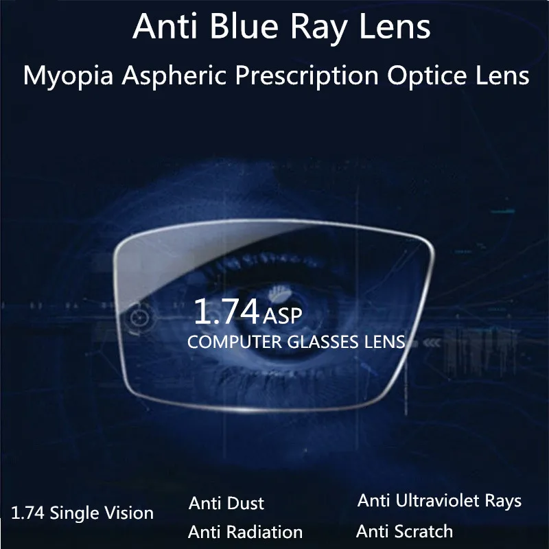 

OEYEYEO 1.74 Refractive Index Anti Blue Light Lenses Myopia Prescription Optical Lenses Eye Protection Glasses Reading Glasses