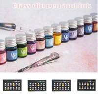 crystal starry sky glass pen and ink set glass dip pen fountain pen inks for writing drawing office school supplies ls