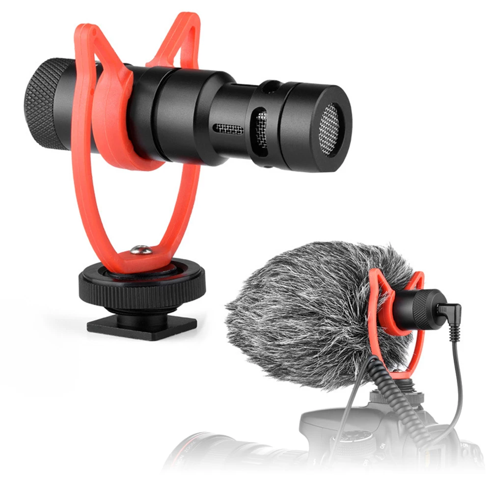

Кардиоидное направление видеомикрофона Travor с защитным шерстяным покрытием, Универсальный микрофон для записи для DSLR камеры, телефона