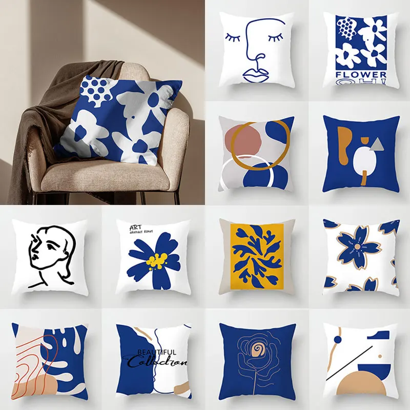 

Modern Nordic Style Cushion Cover Retro Abstract Geometric Pillowcase Printed Comfortable Peach Skin Pillowcase Household Items