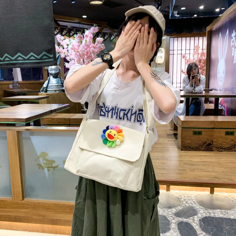 Сумка через плечо в стиле преппи для девочек сумки мессенджеры с подсолнухами