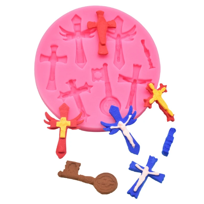 

Cross Shape Keychain Silicone Mold Cross Pendant Fondant Mold Pudding Craft Tool 87HC
