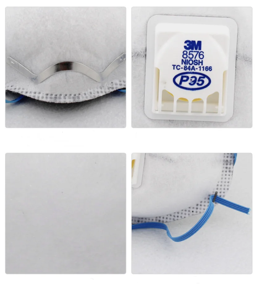 

3M Cup Face Masks Anti-particulate 8576 P95 Original Respirator 10pcs/Box with Valve Acid-resistance Adjustable Masks
