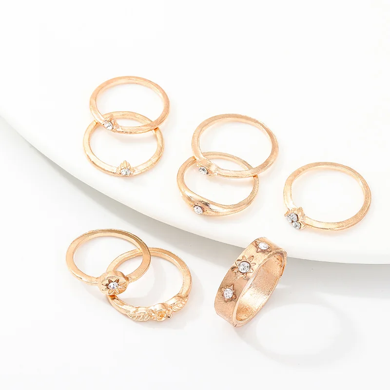 8 шт./компл. кольца Винтаж простой Повседневное золотые блестящие украшения