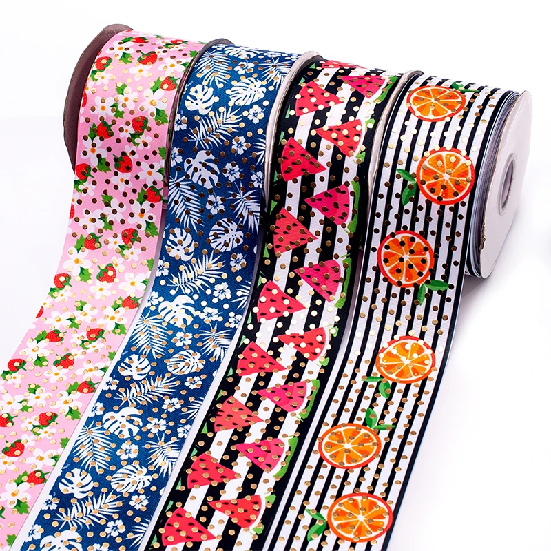 Золотая фольга для фруктов клубники ананаса арбуза 2 ярда 75 мм корсажная лента с