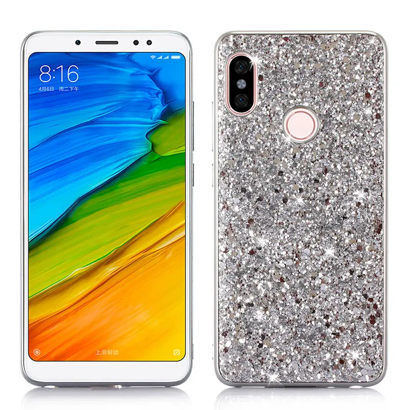 Чехол для Xiaomi Redmi Note 5 Pro из силикона с блестками и кристаллами, мягкий TPU ковер 5P 6 on.