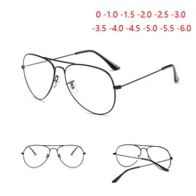 Women Men Myopia Optical Prescription Glasses Anti Blue Light Pilot Nearsighted Eyeglasses Shorted Sighted Goggles-1.0 to-6.0
