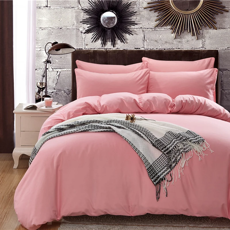 Simple Fashion Polyester Bedding Set Solid Color Duvet Cover Set King Size 1.0m 1.5m 1.8m 2.0m 2.2m Bed Set Textile Set