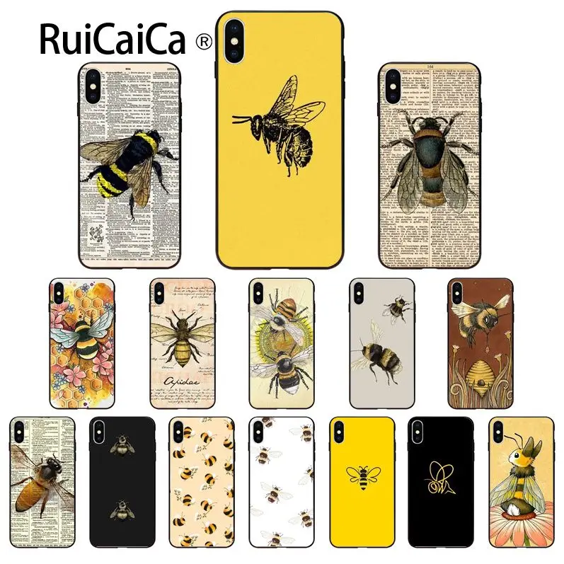 Ruicaica милый насекомое пчела рукоделие принт рисунок чехол для телефона iPhone 6S 6plus 7