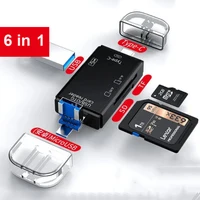 Устройство для чтения SD-карт USB C, кардридер 6 в 1, USB 2,0, TF/Mirco SD, смарт-устройство для чтения карт памяти Type C OTG, адаптер для кардридера