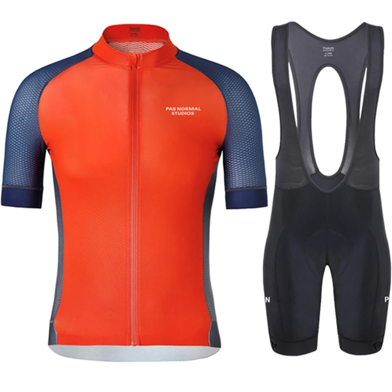 

Летняя мужская Трикотажная футболка с коротким рукавом для велоспорта, дышащий велосипедный костюм, комбинезон, оранжевая и темно-синяя ве...