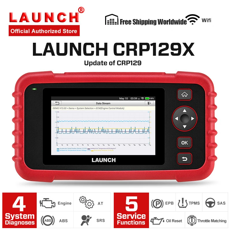 LAUNCH X431 CRP129X автомобильный диагностический инструмент автоматический сканер OBD2 Автомобильный сканер диагностирует двигатель ABS SRS AT PK CRP129E Creader VII