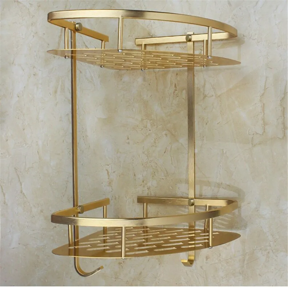 

Bathroom Shelf Corner Basket Gold Shower Caddy for Shampoo Soap Hair Dryer Holder Triangle Shelves Wall Mounted banheiro etagere