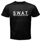 Новинка Мужская черная футболка SWAT с логотипом спецназа оружия и тактики футболка с короткими рукавами в повседневном стиле