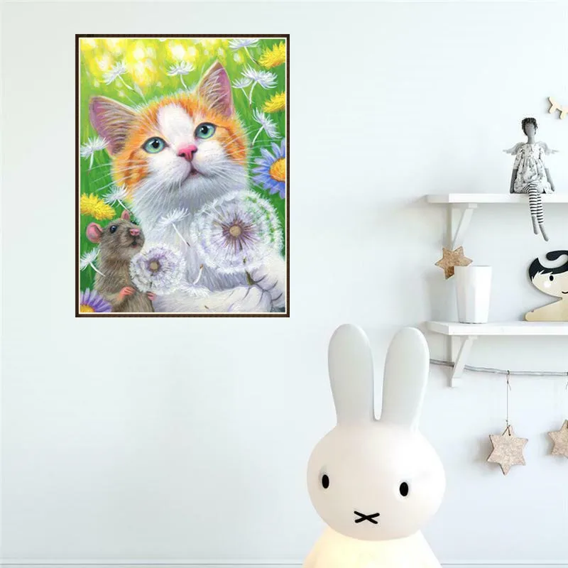 Алмазная 5D живопись полная мозаика с животными кошкой алмазная вышивка