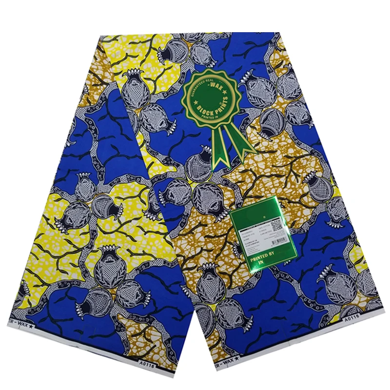 

100%High Quality African Ankara Wax Printed Cotton Fabric Veritable Breathable Soft Dress Material For Sewing 6 Yards S-P 5-31