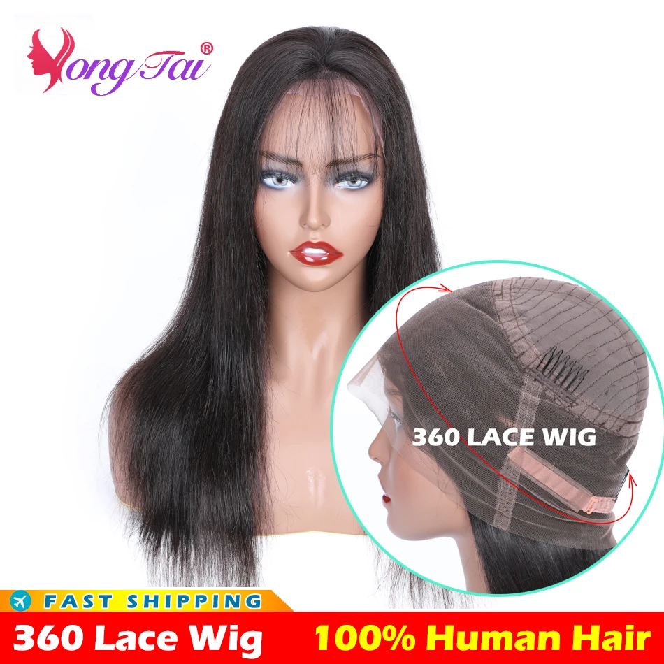 YuYongtai Peruvian Straight Lace Frontal Wig For Women Human Hair 250 Density 360 Lace Front Wig Natural Color Cheap Items Promo