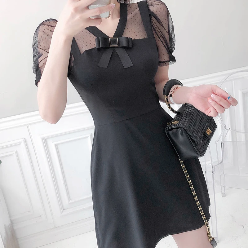 

COIGARSAM Fashion Women dress New Summer Dresses Black 2113