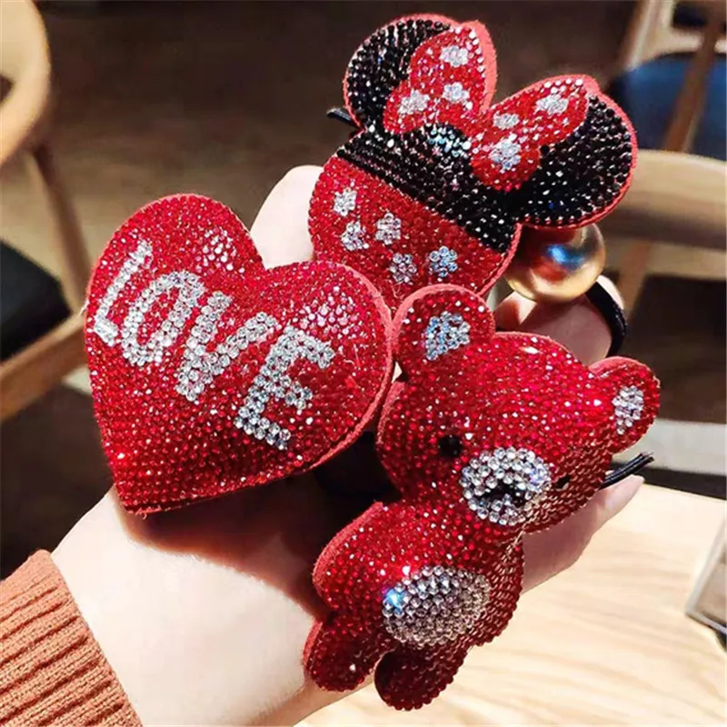 Новогоднее украшение для волос красная веревка головы мышки милый медведь