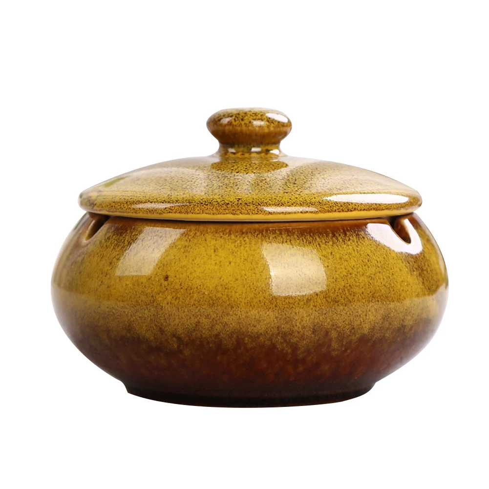 

Home Office Round Ceramic Ashtray Ash Tray Cigarettes Holder Pot Ashtray Cigarettes Ashtray Holder with Lid Smoking Accessories