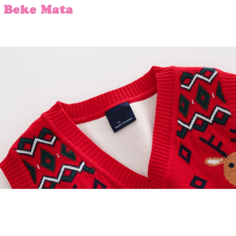 Christmas Vest For Boy 2022 Spring Double Layer Knitted Kids Boys Sweater Sleeveless Little Child Tops Children Clothing 3-9Year