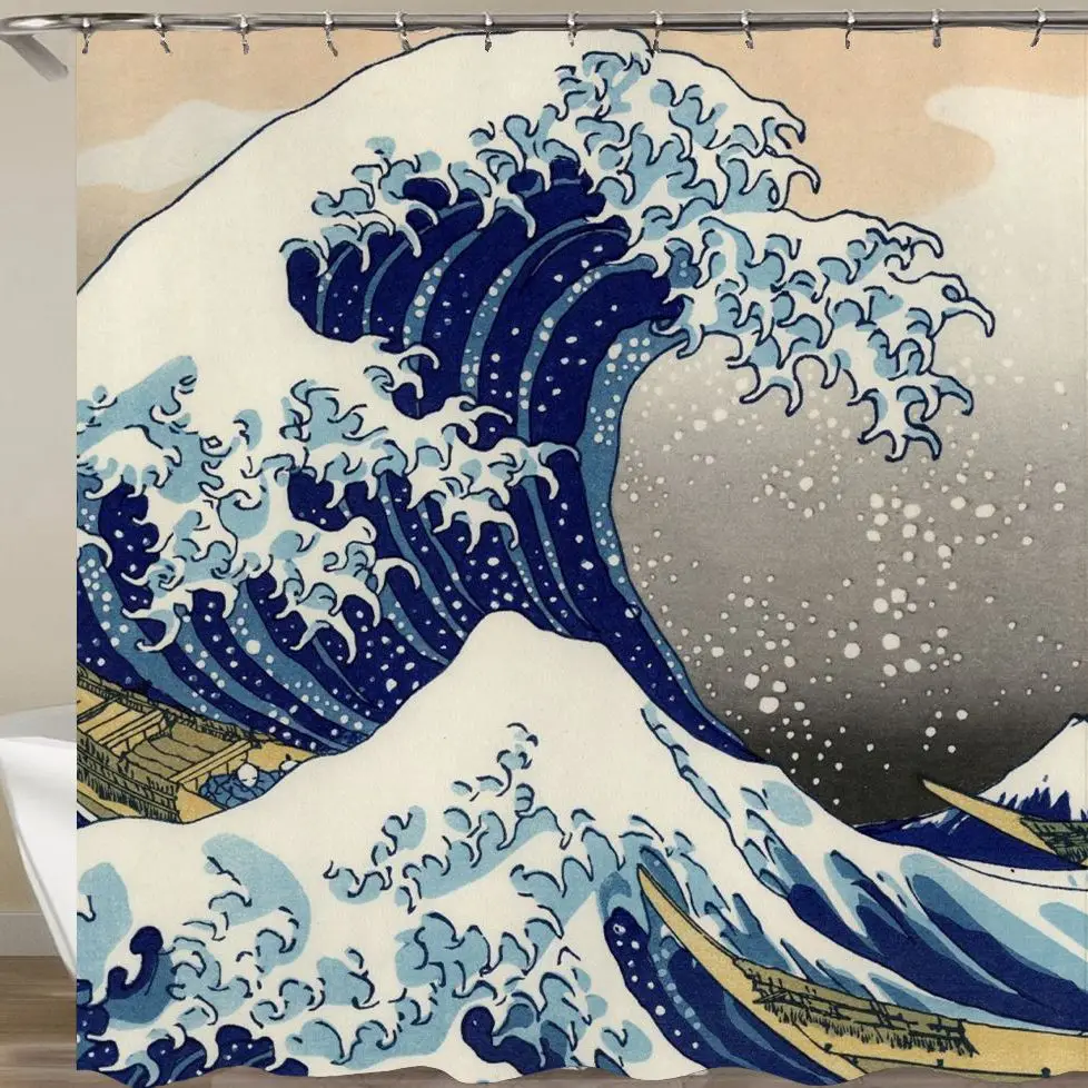 Водонепроницаемая занавеска для ванной с рисунком морской волны|Шторы душа| |