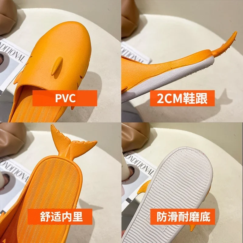 

2021 New Personality Shark Slippers Couple Baotou Half Slippers Female Travel Beach Shoes Casual Slippers
