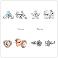 925 sterling silver earring sparkling snowflakes stud earrings for women wedding party fashion jewelry
