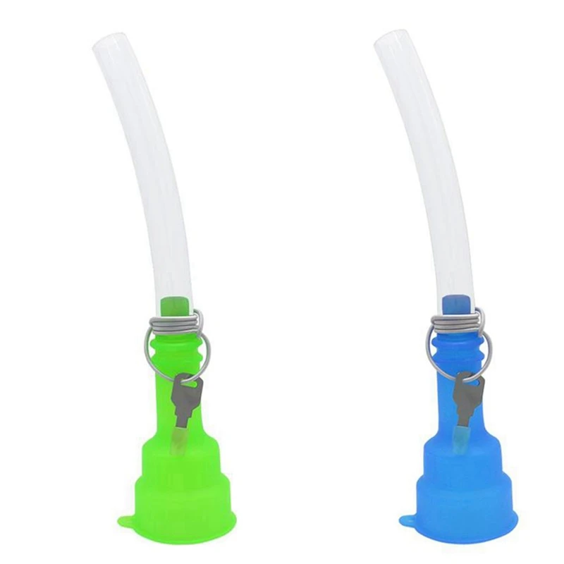 

2 Pcs Cans Beer Snorkel Straw Beer Bong Funnel Slammer Beer Snorkel Drinking Beer Game Games Bar Tools, Green & Blue