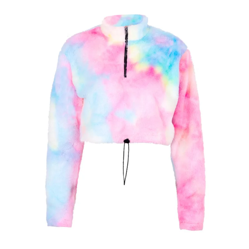 

2019 Autumn and Winter Women Ladies New Multi-Color Plush Long-Sleeved Casual Pullovers Coat