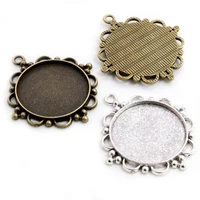 5pcs 30mm inner size antique bronze and silver plated classic style cabochon base setting charms pendant