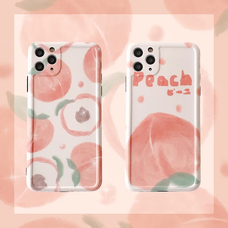 

Cute peach Phone Case for iphone 11 Pro max case For iphone X XR XS Max 7 8 plus back cover Fashion luxury Soft Cases Capa