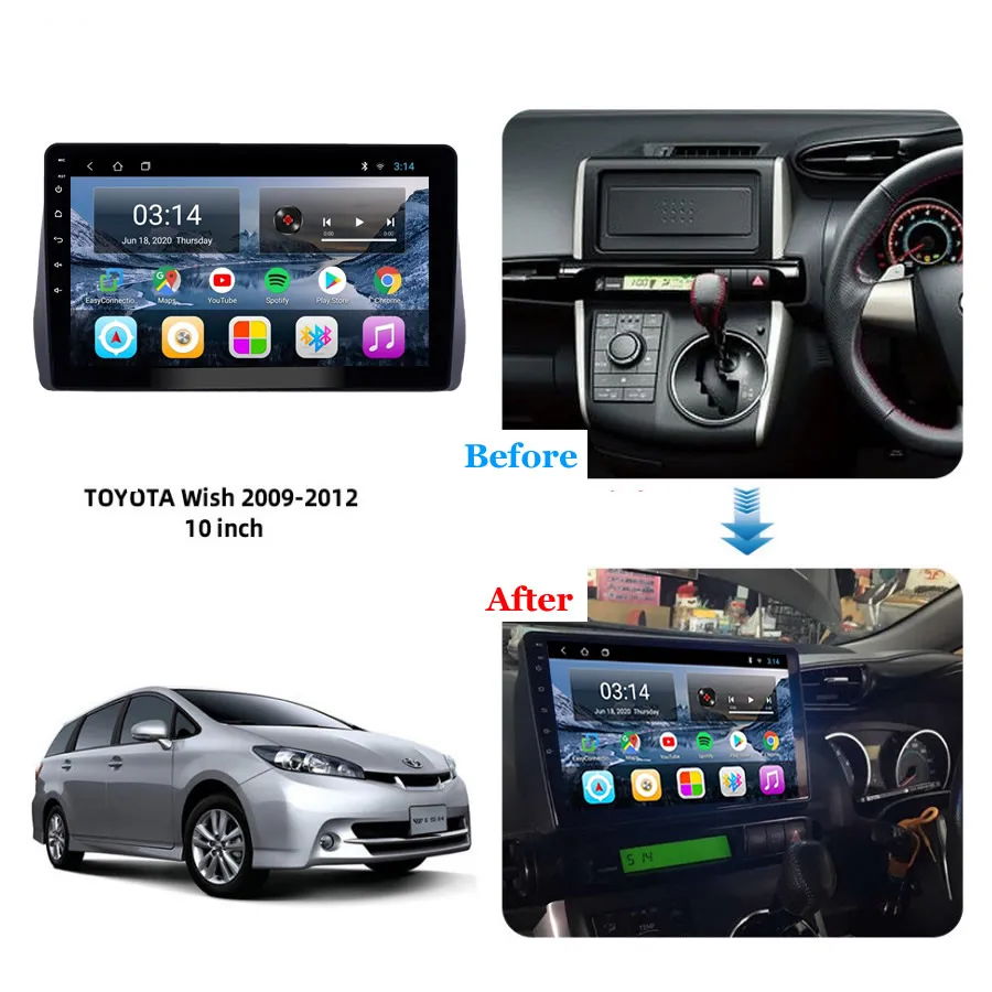 10-дюймовый Android 10 для TOYOTA WISH 2009-2015/2016/2017/2018 автомобильное радио мультимедиа