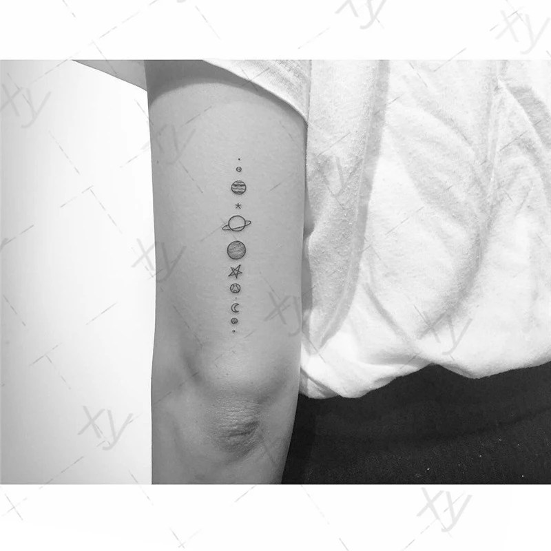 

Waterproof Temporary Tattoo Sticker Cute Minimalist Planet Star Art Fake Flash Tatoo Tatouage for Girl Women Men Kids